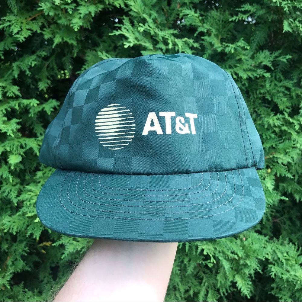 Vintage AT&T Snapback Cap Checkered Truckers O/S